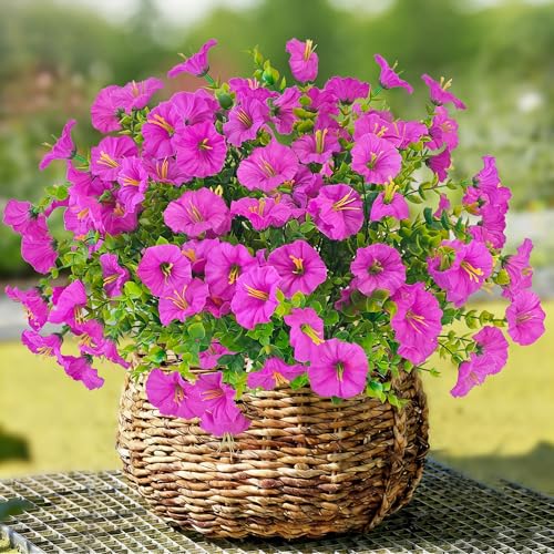 TINA Artificial Flowers Like Real 9 Bundles Artificial Flowers Balcony Plants Outdoor Weatherproof Fake Bouquet UV-Resistant Spring Decoration Fake Flowers Decoration Spring for Indoor Outdoor Balcony