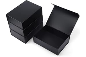 Ditwis 4 Pack 11x8x3.5 Inches Gift Boxes with Magnetic Closure Lids, Black Magnetic Box for Wedding, Groomsmen Bridesmaid Pro