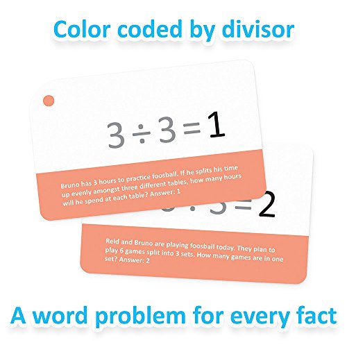 Self-Checking Division Flashcards with Word Problems, All Facts 0-12 by Pint-Size Scholars