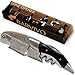 Barvivo Wine Opener with Foil Cutter and Cap Remover - Double Hinged Corkscrew for Bartenders - Stainless Steel Wine Key for Easy Bottle Opening - Manual Wine Bottle Opener - Ebony Wood, 4.7x1.2-Inch