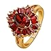 YAZILIND Red Cubic Zirconia Gold Plated Sparkling Flower Rings For Women Wedding