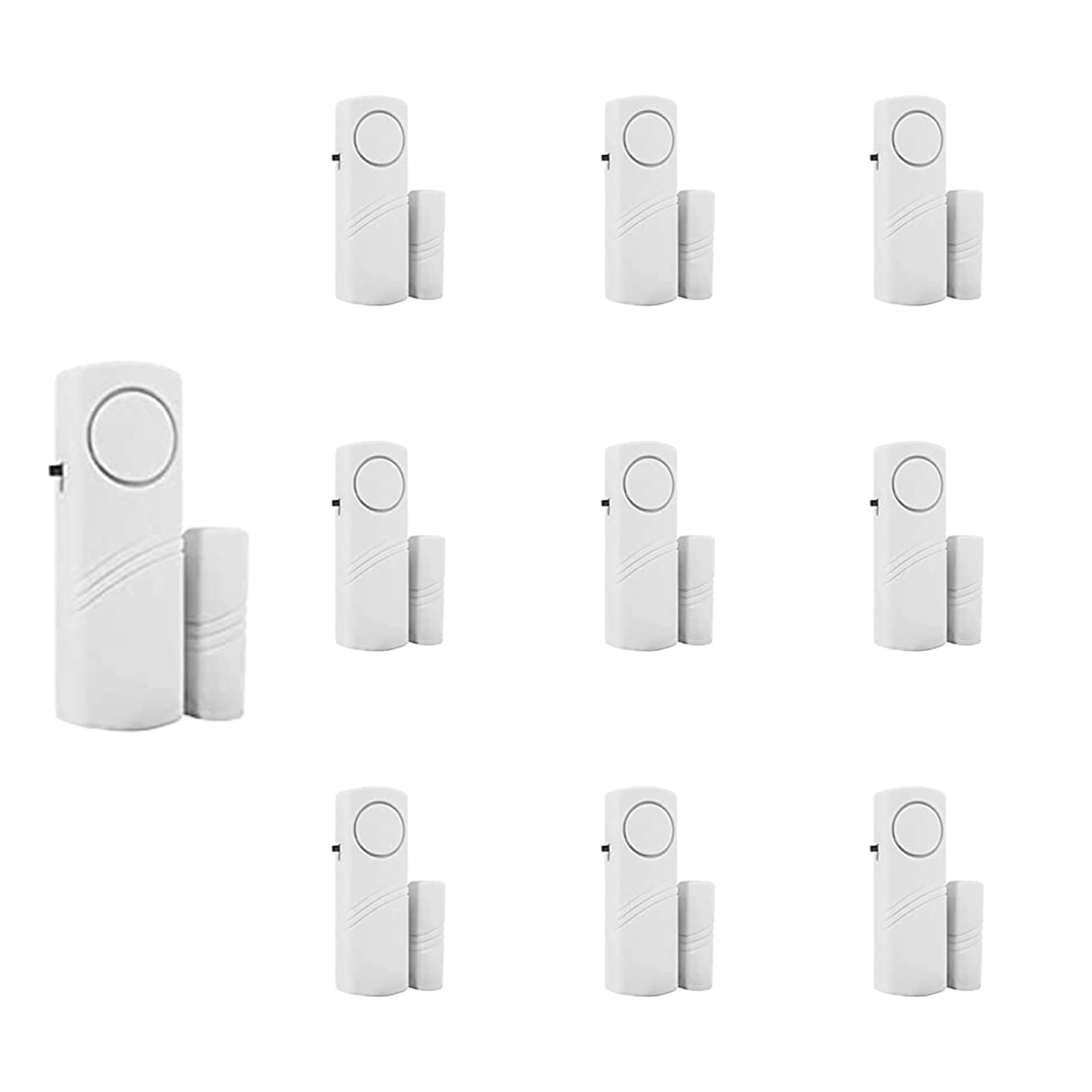 10 PCS Door/Window Alarm Magnetic, Wireless Security Sensor Burglar Alarm System Loud 90 dB, Shed Garage Vibration Entry Warning Detector, for Office/School/Hotel/Home/Store Security