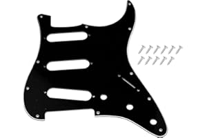DIAO79NI 11 Hole SSS Strat Pickguard for Fender USA/Mexican Made Standard Stratocaster Modern Style Electric Guitar, Black-White, 3ply.