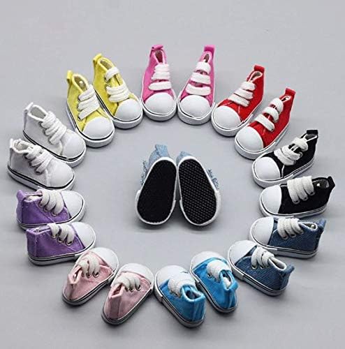 3 pairs of Canvas Shoes For Dolls, Cool Fashion Mini Shoes, Doll Shoes for DIY handmade doll, Baby Doll Accessories, Baby Doll Sneakers