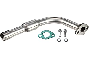 SJVLXHI Upgraded Stainless Steel Polished Exhaust Pipe With Female Threaded For Coleman Powersports CT200U,CT200U-EX,BT200X,For Predator 212cc 196cc Go Kart& Mini Bike, For Honda GX160,GX200 Silver