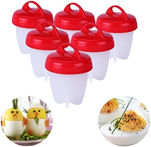 Egglettes Egg Cooker - Hard &amp; Soft Egg Maker, 6 Pcs Poached Boiled Eggs Steamer AS SEEN ON TV, BPA Free, Non Stick Silicone, Hard Boiled Eggs without the Shell
