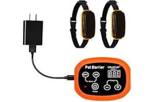 UltraCrab Indoor Pet Barrier for 2 Dogs,Wireless Indoor Electric Fence,Pet Gate, Keeps Areas Off Limits,Dog Home Proofing, Waterproof/Rechargeable/Beep/Static Training Collar,Orange Kit