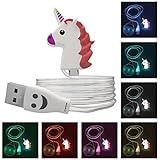 Micro USB Cable Emoji Face Multi-Colour Charger Cord Data LED Night Light Charging Cartoon Sync 3FT glow in the dark Android Samsung Galaxy Edge S4 Note 2 4 5 Mega HTC One M9 (Android Unicorn)