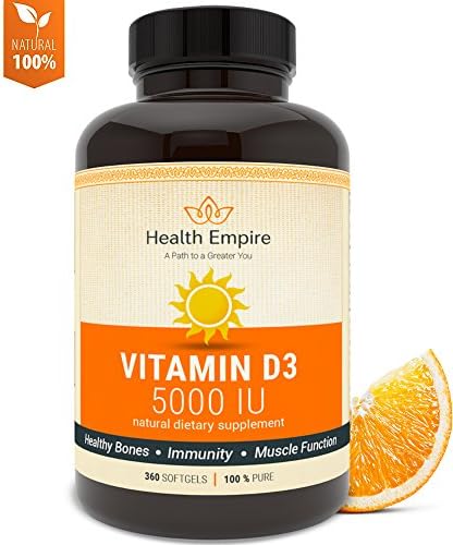 Vitamin D3 5000 IU, Non-GMO &amp; Gluten Free in Extra Virgin Olive Oil, 360 Softgels, made in USA, Order Risk Free!