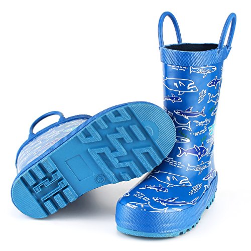 KomForme Kids Rain Boots, Waterproof Rubber Printed with Handles in