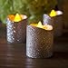 Flameless Votive Tealights Candle, Battery Operated LED Tea Lights with Silver Glitter Flickering Bulb Light,Pack of 24,Small Electric Fake Tea Candle Realistic for Wedding, Table,Outdoor,Celebration