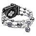 TOMAZON Bracelet Band Compatible for Apple Watch 42mm 44mm 45mm Series SE 7 6 5 4 3 2 1, Fashion Handmade Elastic Stretch Pearl Beads iWatch Wristbands for Women, Grey
