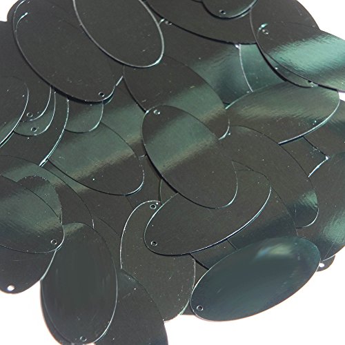 Forest Green Sequin Oval 1.5 inch Metallic Couture Paillettes. Made in USA. Loose sequins for embroidery, bridal, applique, arts, crafts, and embellishment.