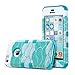 ULAK iPhone 5C Case, iPhone5C Case, Shockproof Hybrid Heavy Duty Dual Layer High Impact Protection Case Cover for Apple iPhone Apple iPhone 5C- Wave Clouds + Blue