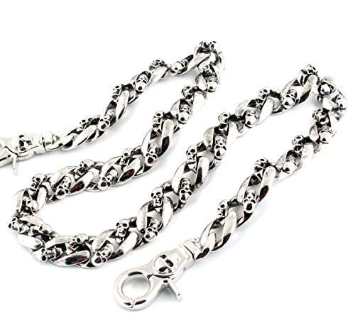 DoubleK Medieval Skull Symbol Key Jean Wallet Chain (27"/8.8oz) Silver CS57