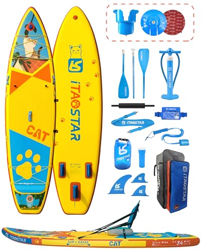 iTAOSTAR PET 11’X 34” Extra Wide Inflatable Stand Up Paddle Board Set ...