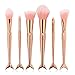 Coshine 10pcs Rose Gold Unique Mermaid Makeup Brush Set Cosmetic Tools Kits (6pcs mermaid brushes)