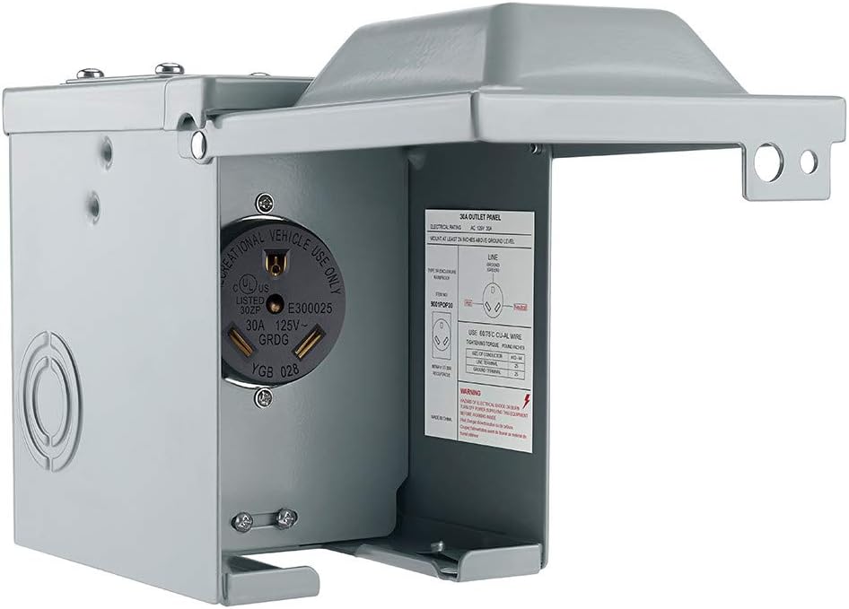 BougeRV 30 Amp RV Power Outlet Box,Enclosed Lockable Weatherproof