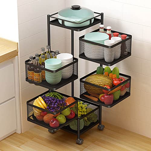 Tier Rotating Fruit and Vegetable Storage, 360° Square Rotating