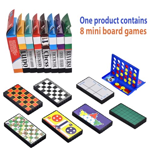8-in-1 Mini Magnetic Chess Game Set with Portable Folding Magnet Board Pocket Games, Family Trips Camping Activities Party Games for Kids and Adults