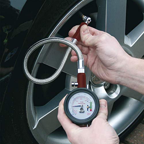 Jack Sealey - Sealey Tyre Pressure Gauge With Tyre Tread Depth Gauge - Flexi Hose - Thumbnail 2