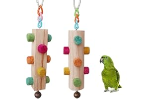 Parrot Toys,2 pcs Wooden Cork Stopper Toys for Small Medium Large Birds Parrot,Woodpecker Feeding Toy for Macaws, Parakeets, 