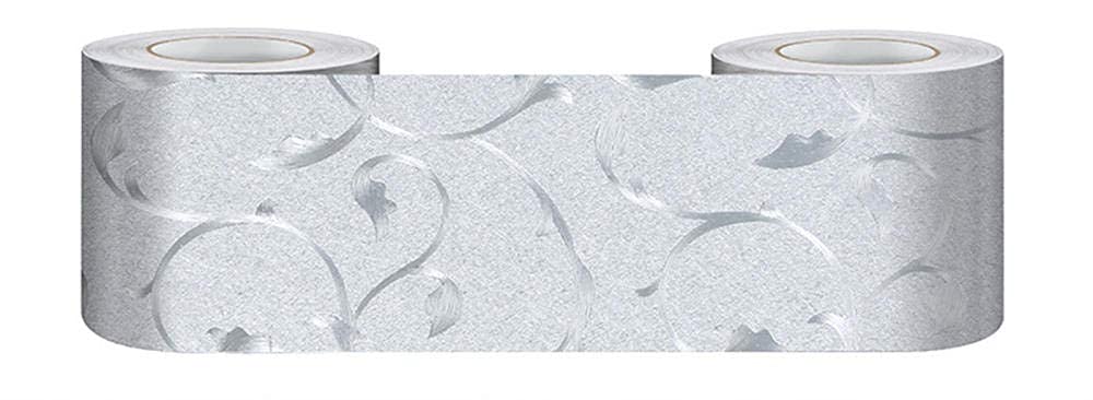 Wall Sticker Paper Wallpaper Wallpaper Waterproof PVC Skirting Board Kitchen Bathroom Wall Decor Decoupage Notice Board Border Silver Vine 5cm x 500cm