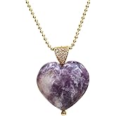 Gempires Puffy Heart Pendant Necklace For Women – 14k Gold Plated, Healing Crystal Jewelry for Women, Adjustable 18” Chain, Hypoallergenic, Multiple Gemstones