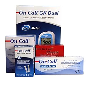 Mission On-Call GK Dual Starter with 50 Glucose and 25 Ketone Tests. Everything Required to Start Monitoring Supplied
