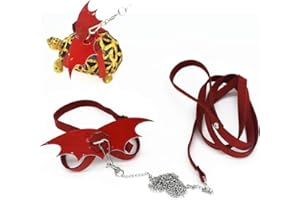 hokable Turtle Harness and Leash with Wings- Harness Strap Chest Collar Adjustable Rope Walking for Turtle Reptile(Red L