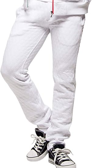 Amazon ヴィオラ メンズ ロングパンツ スリム ジャージ キルティング ダイヤ柄 ロゴ プリント ストレッチ タイト L 3 1 O Wht オフホワイト ロングパンツ 通販