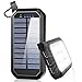Solar Charger, Solar Power Bank, 13500mAh Portable Solar Phone Charger External Solar Panel Battery Pack Phone Charger with Dual USB and 2 LED Flashlights for iPhone X, Samsung S9/Note 8 and More