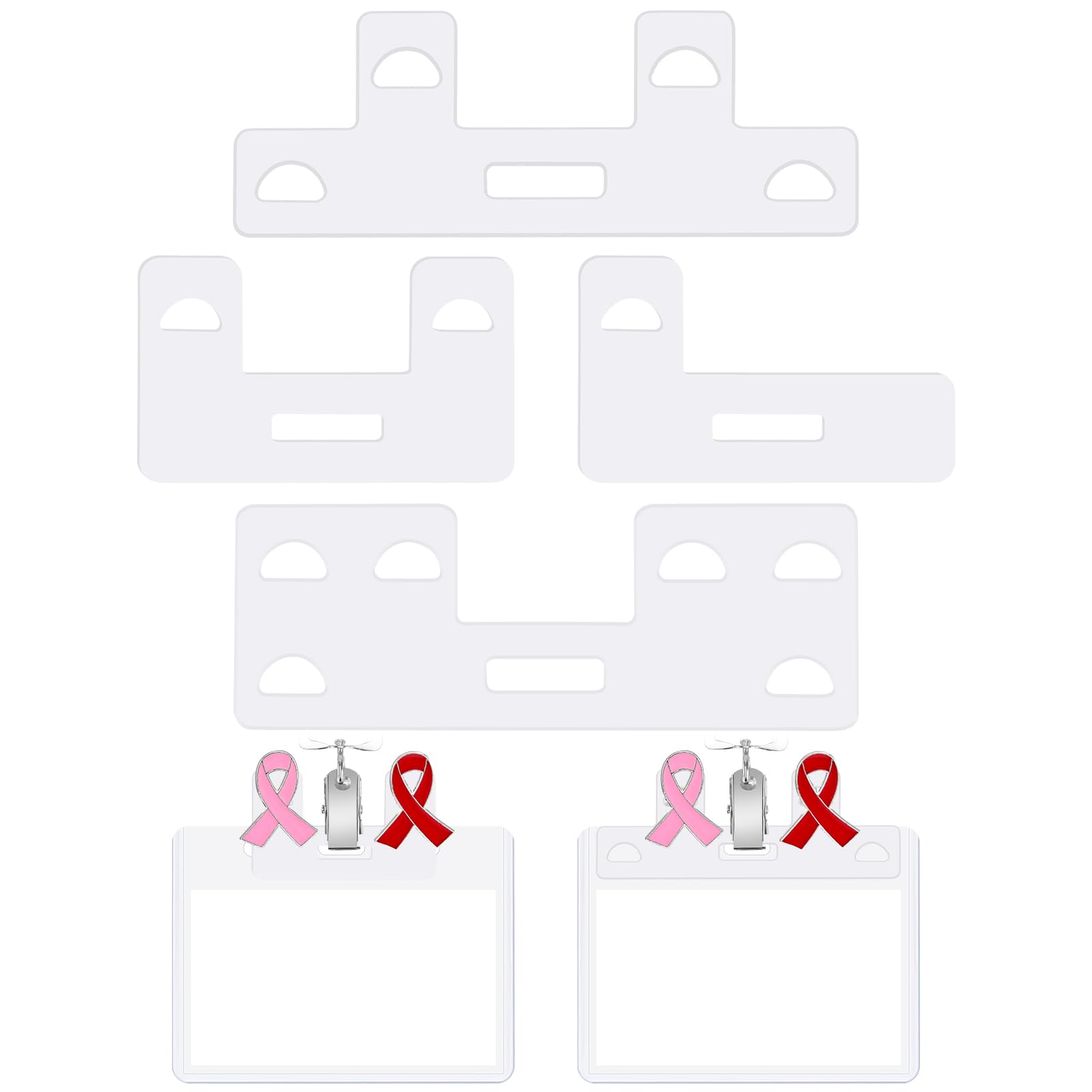 Photo 1 of 12 Piece Badge Buddy Topper & Pin Holder for Nurse, Doctor, Student & Staff by Specialist ID - Vertical & Horizontal Fit (White)