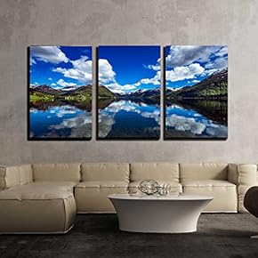 3 Piece Canvas Wall Art - Beautiful Nature Norway Natural Landscape. - Modern Home Art Stretched and Framed Ready to Hang - 16"x24"x3 Panels