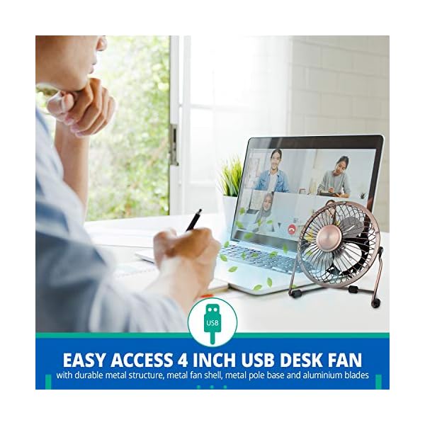 Invero® Mini USB 4-Inch Tilting Desktop Cooling Fan with Metal Shell and Aluminium Blades ideal for Home, Office…