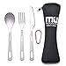 Titanium 3 Piece Cutlery Set - Ultra Lightweight and Durable Knife Fork Spoon Set Utility Flatware for Home Use, Travel, Camping Cutlery Set in Easy to Store Bag by MIU COLOR