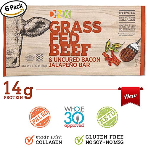 Buy DNX 100 Grass Fed Beef Uncured Bacon Jalapeno Bar. Keto Compliant