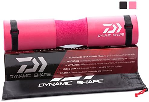 Barbell Squat Pad Bar Cushion - Bundle with Velcro Straps &amp; Carry Bag - Neck/Shoulder Foam Padding Protective Sponge for Squat Exercises, Lunges &amp; Hip Thrusts - Fit Olympic Size Bars &amp; Smith Machines
