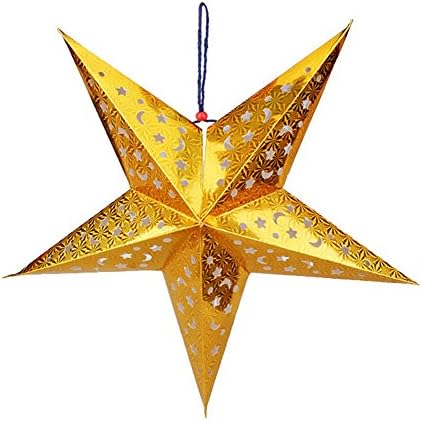 Chunlin 3D Laser Star Paper Lantern Lampshade Hanging Wedding Xmas Home Decor (Gold, 60CM)