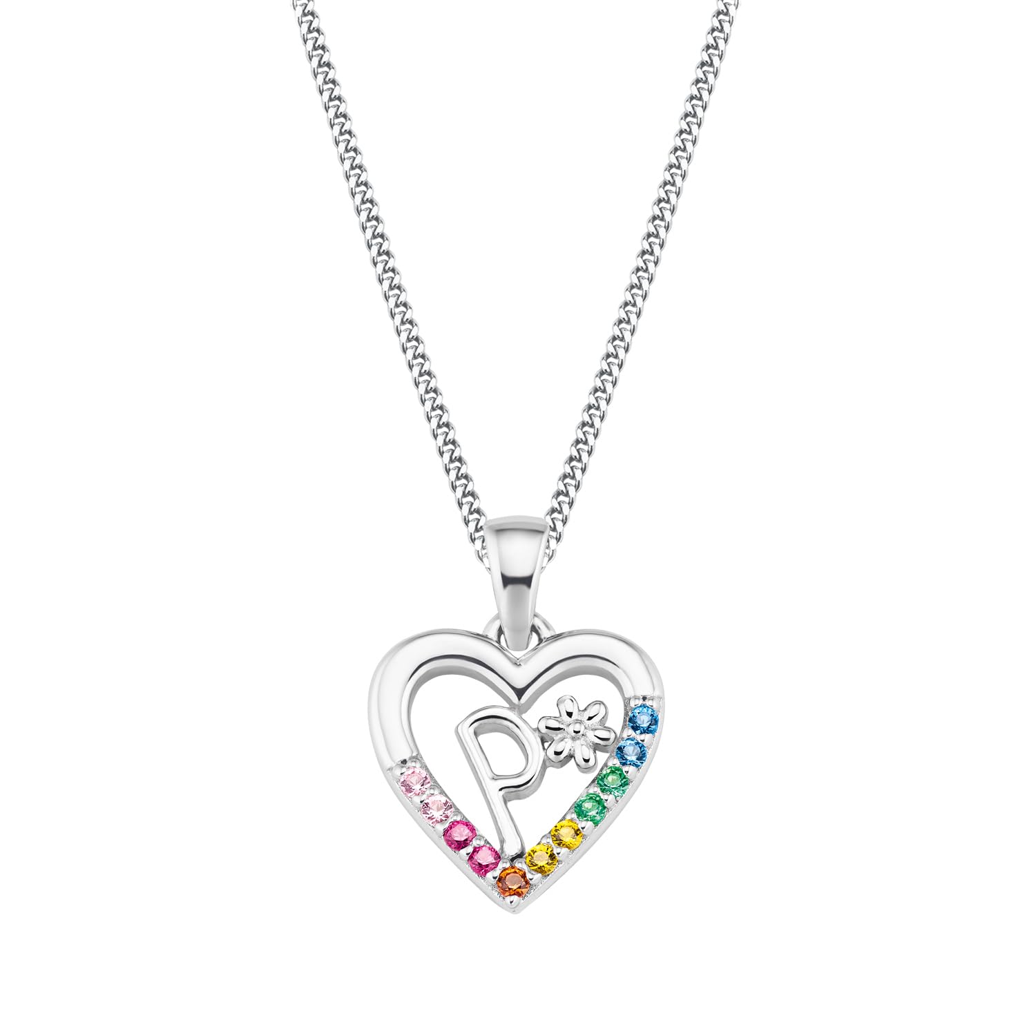 Prinzessin Lillifee necklace with pendant 925 Sterling silver girls' children's necklace, with zirconia synth., 35+3 cm, silver, P, comes in jewelry gift box 2027890