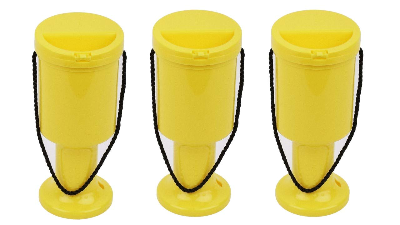 Pack of 3 Rounded Hand Held Plastic Collection Box. Charity Box. Money Donation Box (Yellow)