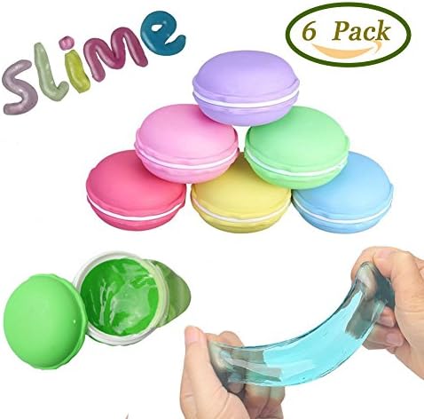 Anditoy 6 Pack Macaroon Clear Slime Soft Crystal Slime Putty Stress Relief Jelly Toys for Kids, Students, DIY, Birthday Party Favors
