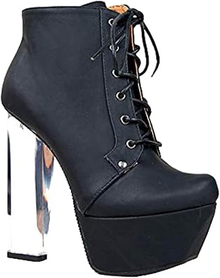 clear heel ankle boots