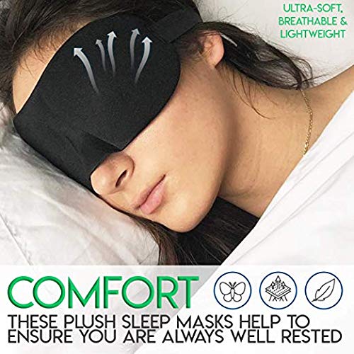 Sleep Mask, Sleeping Mask, Eye Mask for Men and Women with 3D Contoured Shape, 100% Block Out Light, Lightweight & Comfortable with Adjustable Strap for Traveling/Naps/Night Sleeping(3 Pack)