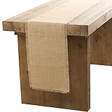 Ling's moment 12 x 72 Fringe Burlap Hessian Table Runne Country Natural Wedding Farmhouse Decoration Spring Summer Outdoor Vintage Invitation Table Runner Engagement Party Bridal Shower Babe Shower