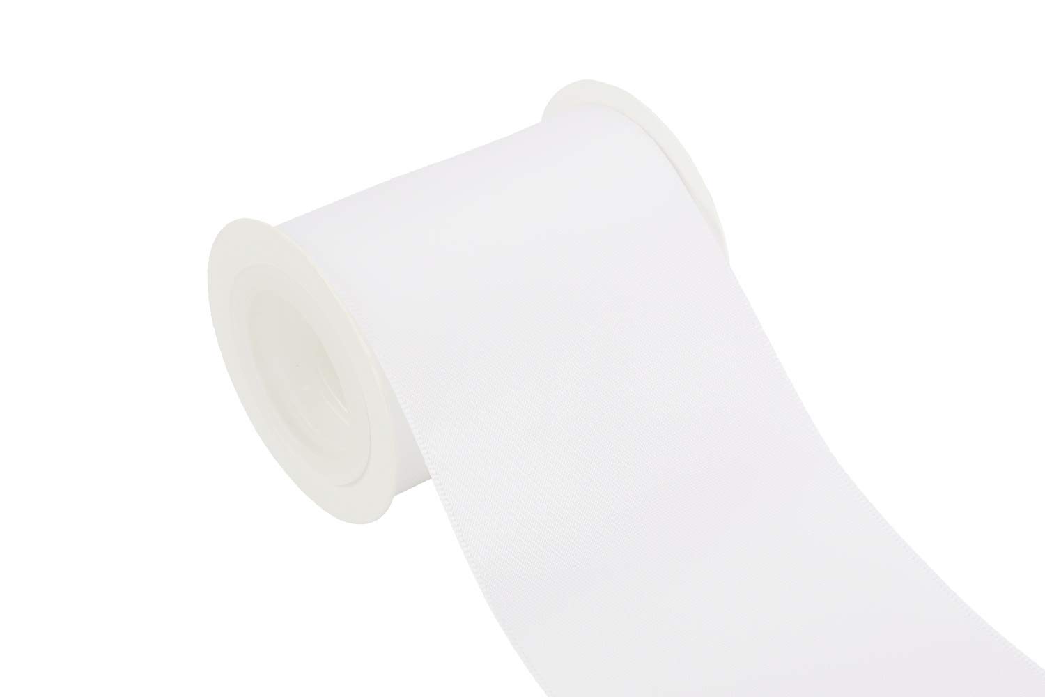 Joycrosso 75mm Double Faced Satin Ribbon 4.5 Meters-Roll Set for Chair Sash Gift Wrapping Party Favor Home Decoration Craft Supplies, White