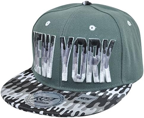 New York City NY Dripping Paint Print Snapback Grey Adjustable Flat Bill Hat Cap