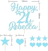 EDS G Personalised Cake Topper Multicoloured Glitter Happy Birthday Any Name view 2