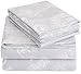 Amazon Basics Printed Lightweight Flannel Sheet Set - Queen, Floral Grey