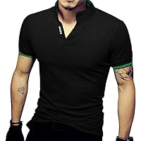 LOGEEYAR Mens Fashion Short/Long-Sleeve Slim Fit Pique Polo Shirt Cotton Clothes Henley T-Shirts